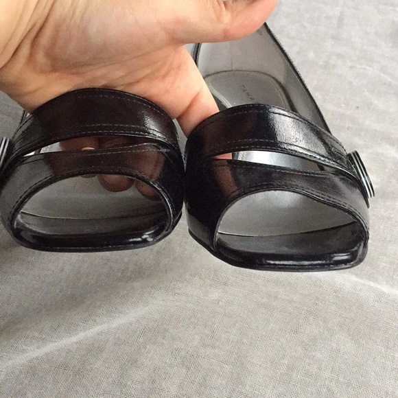 Tahari Black Patent Leather Peep Toe Pumps - Picture 6 of 7